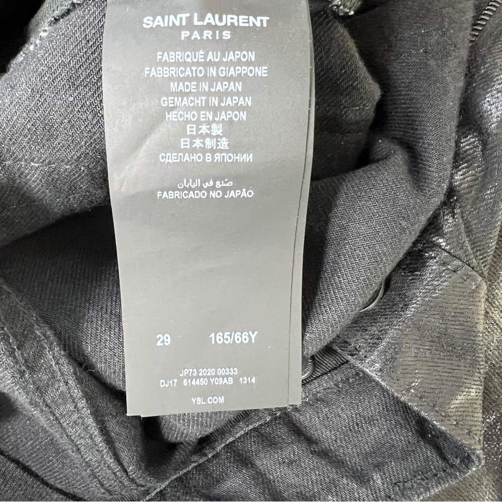 SAINT LAURENT Paris Coated Black Skinny Jeans 29 Made in Japan Luxe Rock Chic - Picture 14 of 15